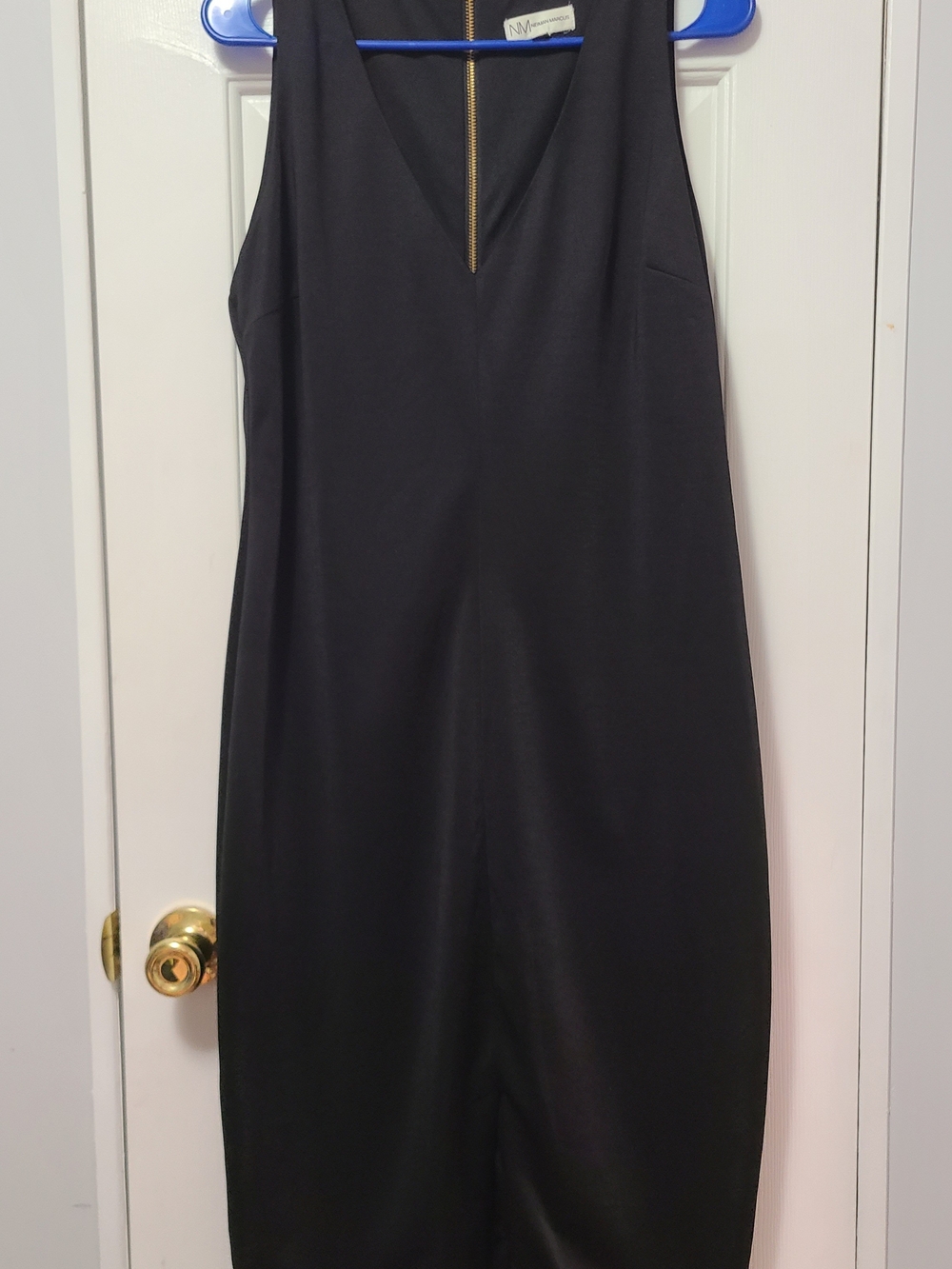 Neiman Marcus Black Sleeveless Lined Dress with Gold Zipper Size XL